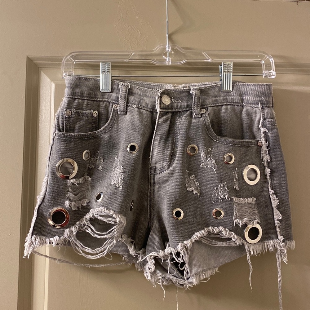 Gray denim shorts, size small
